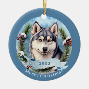 Siberian Husky  Art  Dog Pet  Ceramic Ornament