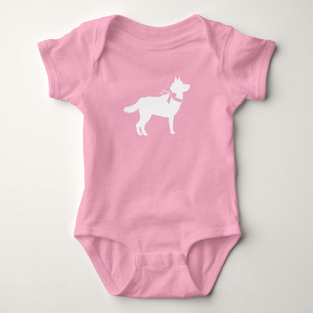 Siberian Husky Baby Shower Baby Bodysuit (Front)