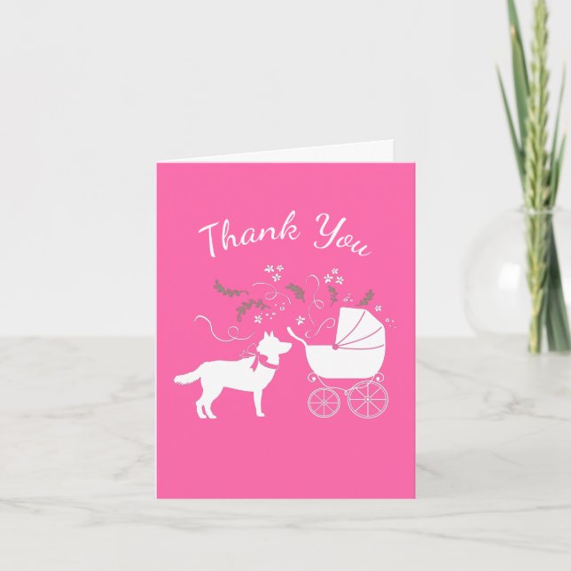 Siberian Husky Baby Shower Thank You Card (Front)