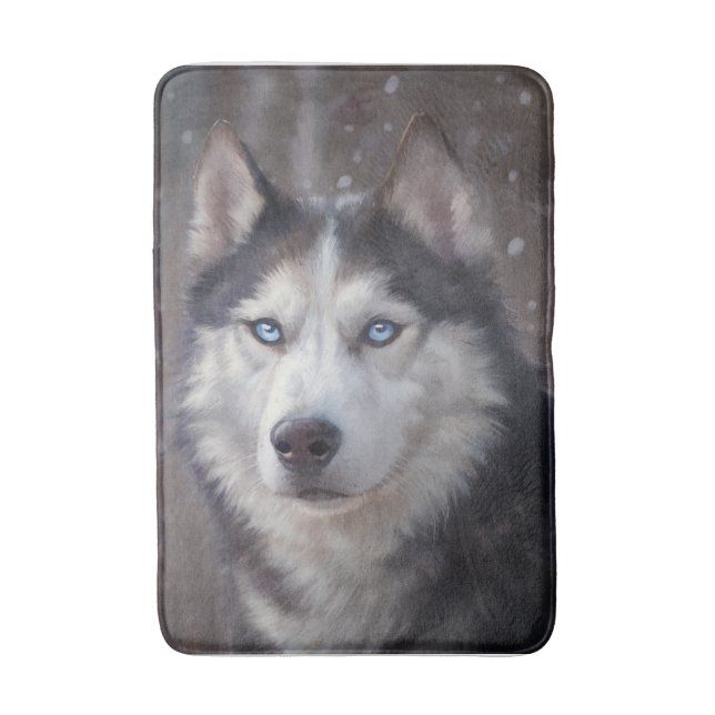 Siberian Husky Bath Mat (Front Vertical)