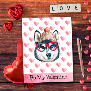 Siberian Husky Be My Valentine Dog Valentine's Holiday Postcard
