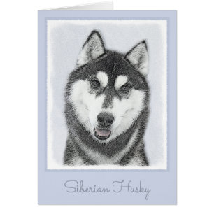 Siberian Husky (Black and White) Painting Dog Art
