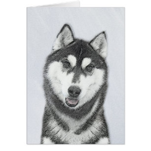Siberian Husky (Black and White) Painting Dog Art