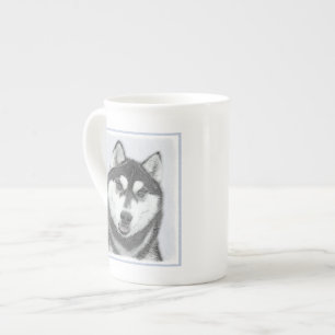 Siberian Husky (Black and White) Painting Dog Art Bone China Mug