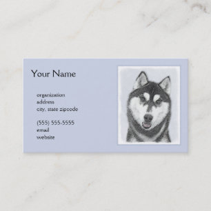 Siberian Husky (Black and White) Painting Dog Art Business Card