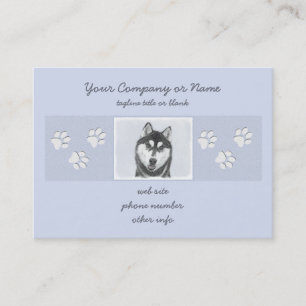 Siberian Husky (Black and White) Painting Dog Art Business Card