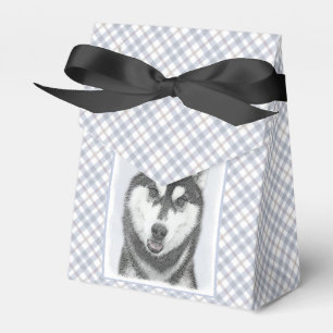 Siberian Husky (Black and White) Painting Dog Art Favour Box