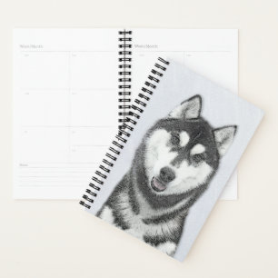 Siberian Husky (Black and White) Painting Dog Art Planner