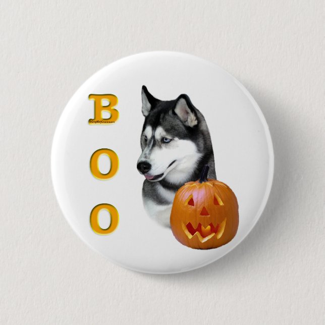 Siberian Husky (black) Boo 6 Cm Round Badge (Front)