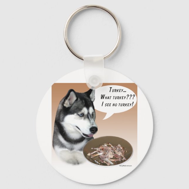 Siberian Husky (black) Turkey Key Ring (Front)