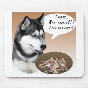 Siberian Husky (black) Turkey Mouse Pad