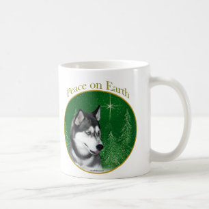 Siberian Husky (blk) Peace Coffee Mug