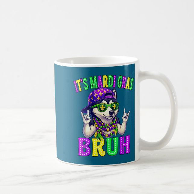 Siberian Husky Bruh Mardi Gras Boys Girls Carnival Coffee Mug (Right)
