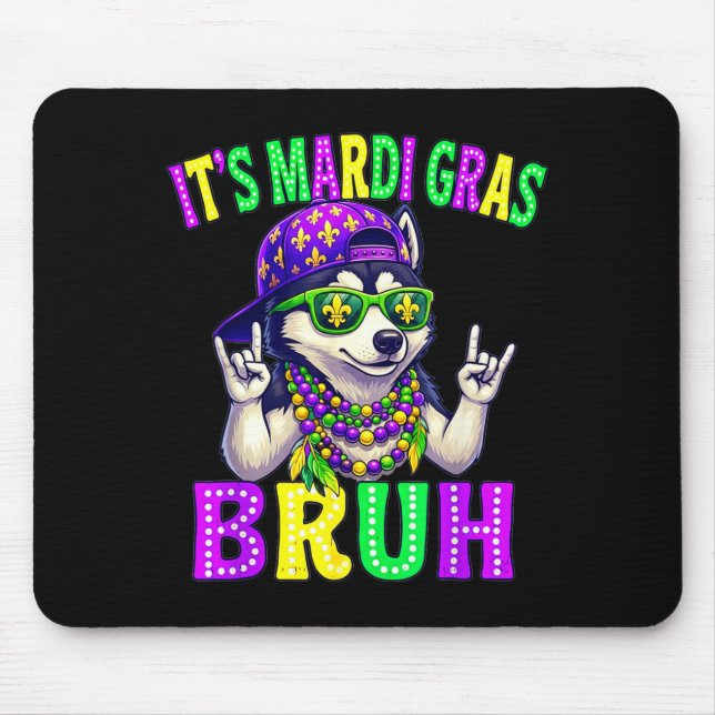 Siberian Husky Bruh Mardi Gras Boys Girls Carnival Mouse Pad (Front)