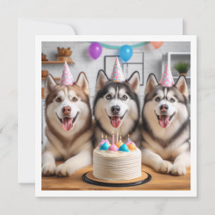 Siberian Husky card, Husky card, dog birthday  Invitation
