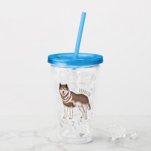 Siberian husky cartoon illustration acrylic tumbler
