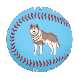 Siberian husky cartoon illustration baseball