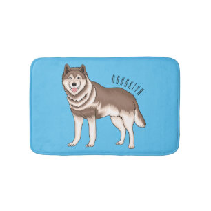 Siberian husky cartoon illustration  bath mat