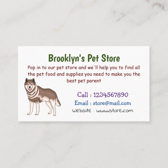 Siberian husky cartoon illustration  business card (Front)
