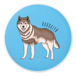 Siberian husky cartoon illustration ceramic knob