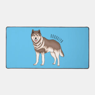Siberian husky cartoon illustration desk mat