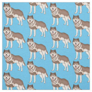 Siberian husky cartoon illustration  fabric