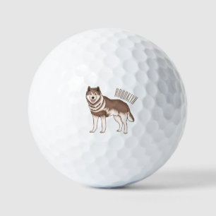 Siberian husky cartoon illustration golf balls