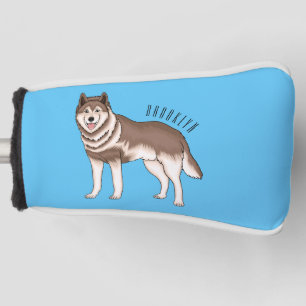 Siberian husky cartoon illustration  golf head cover