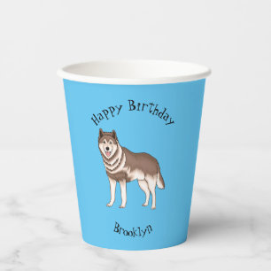 Siberian husky cartoon illustration paper cups