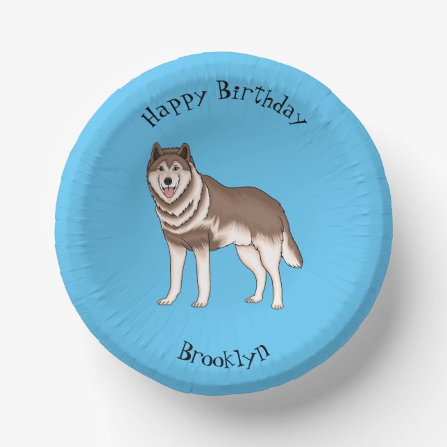 Siberian husky cartoon illustration  paper plate (Front)