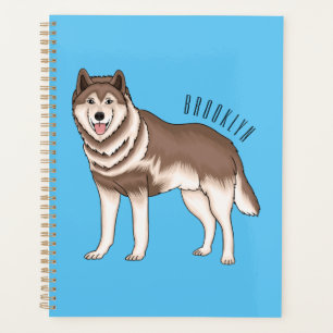 Siberian husky cartoon illustration planner