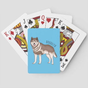 Siberian husky cartoon illustration  playing cards