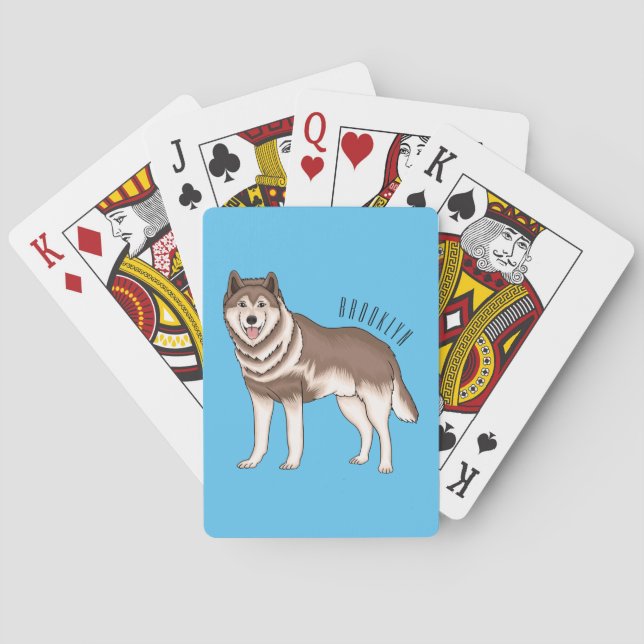 Siberian husky cartoon illustration  playing cards (Back)