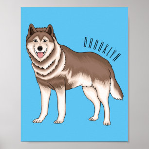 Siberian husky cartoon illustration poster