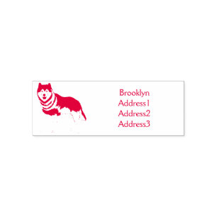 Siberian husky cartoon illustration self-inking stamp