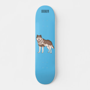 Siberian husky cartoon illustration skateboard