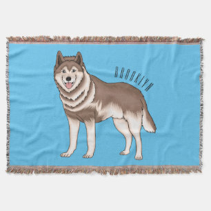 Siberian husky cartoon illustration throw blanket