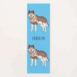 Siberian husky cartoon illustration yoga mat