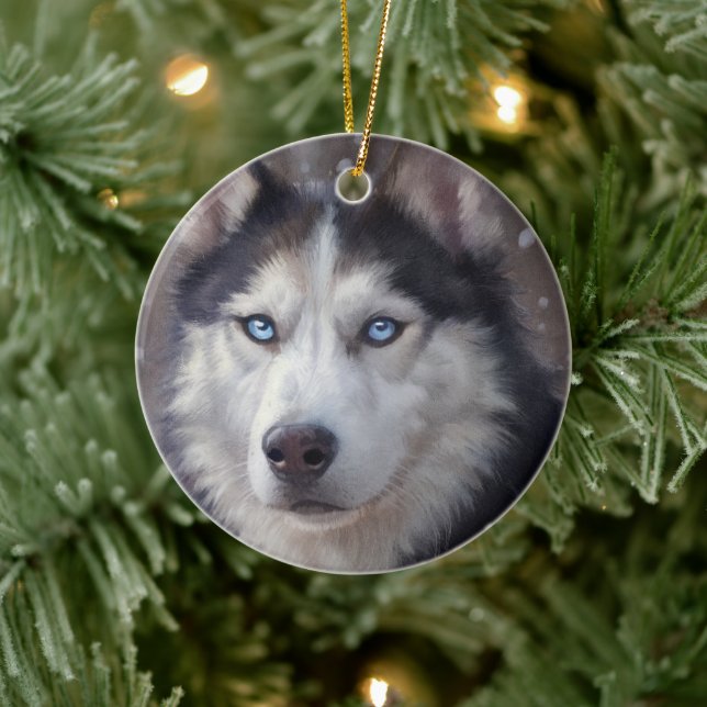 Siberian Husky Ceramic Ornament (Tree)