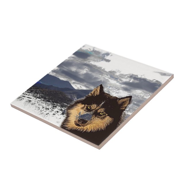 Siberian Husky Ceramic Tile (Side)