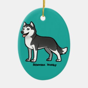 Siberian Husky Ceramic Tree Decoration