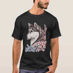 Siberian Husky Cherry Blossom Dog Japanese Sakura  T-Shirt