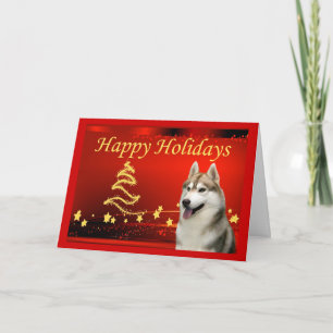 Siberian Husky Christmas Card Stars