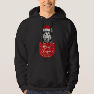 Siberian Husky Christmas Dog In Your Pocket Hoodie