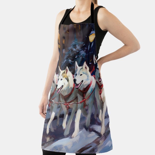 Siberian Husky Christmas Festive Season  Apron (Insitu)
