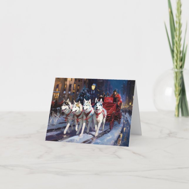 Siberian Husky Christmas Festive Season  Card (Front)