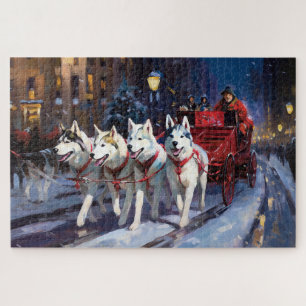 Siberian Husky Christmas Festive Season  Jigsaw Puzzle