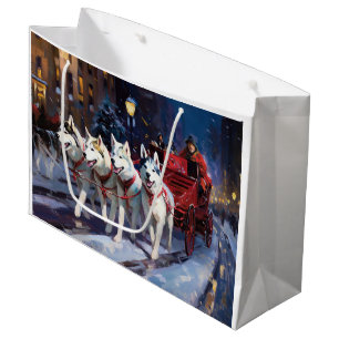 Siberian Husky Christmas Festive Season Large Gift Bag