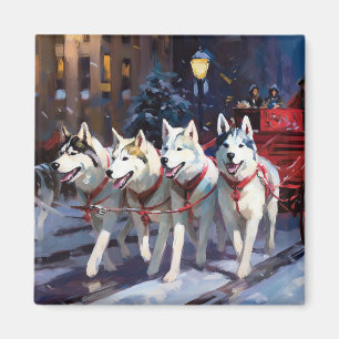 Siberian Husky Christmas Festive Season Magnet