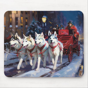 Siberian Husky Christmas Festive Season Mouse Pad